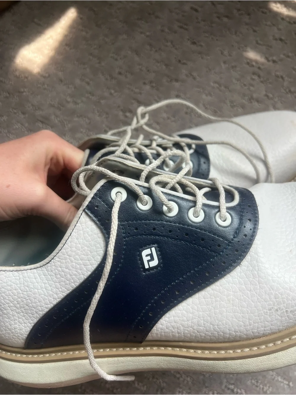 FootJoy Men’s White/Navy Classic Golf Shoes